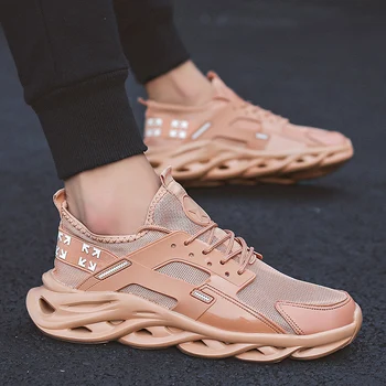 

HAROGATE men blade running shoes shockproof lightweight lack up breathable male sneakers height increase walking Gym shoes man