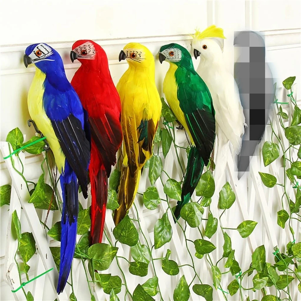 

25/35cm Handmade Simulation Parrot Creative Feather Lawn Figurine Ornament Animal Bird Garden Bird Prop Decoration
