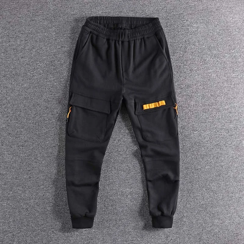 

2019 New plush thick warm Harun cropped pants multi bag foreign trade men's casual pants high quality simple designer brand sale