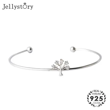 

Jellystory Fashion 925 Sterling Silver Bracelets Bangles with Zircon Gemstones Tree Shaped Women Bracelet Party Wedding Jewelry