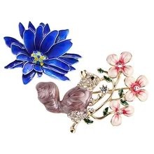 2шт Броши: 1 шт цветок брошь Хризантема брошь, эмалированный штифт с 1 шт белка альпинистские броши в виде дерева Банкетная брошь бровь