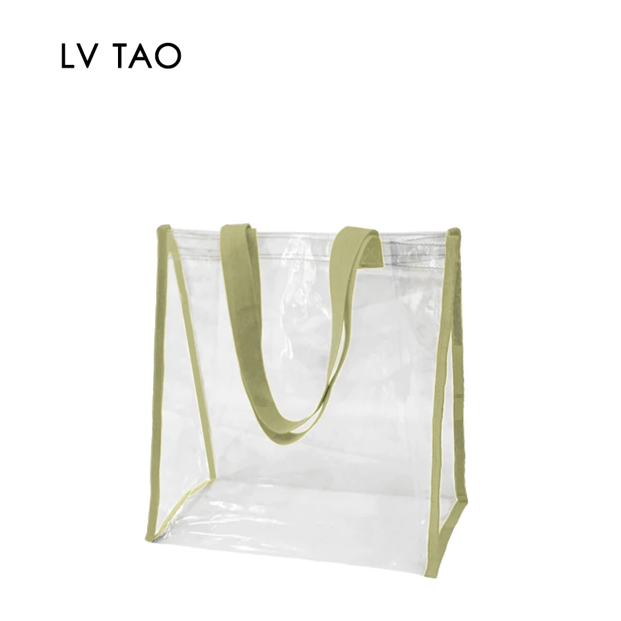 VENO 2 Packs Clear Bag Transparent Vinyl PVC Tote Stadium Outdoor Beach Pool