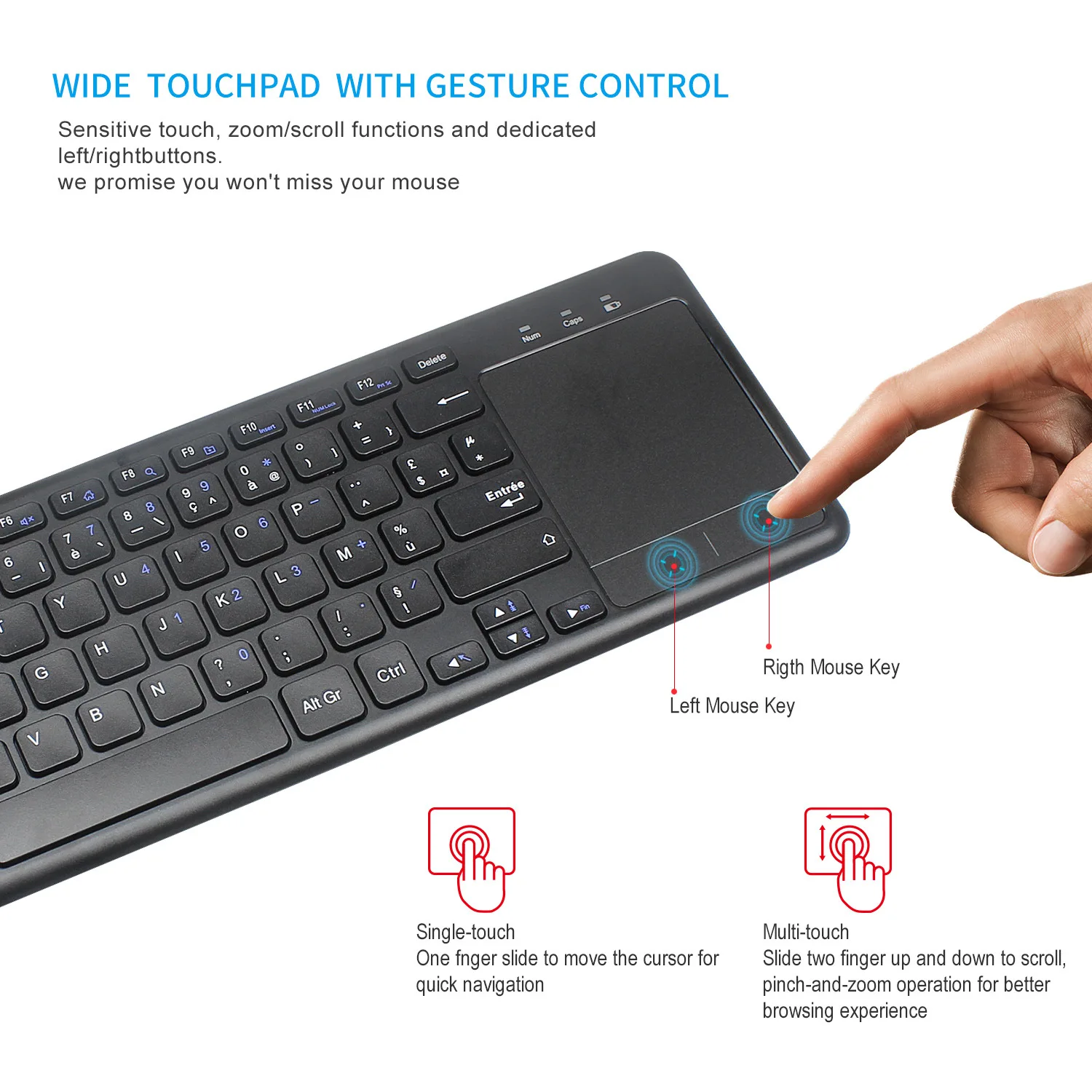  L200 French Keyboard 2.4G Wireless Keyboard with Touch Mouse Support Computer And Television Use Cu