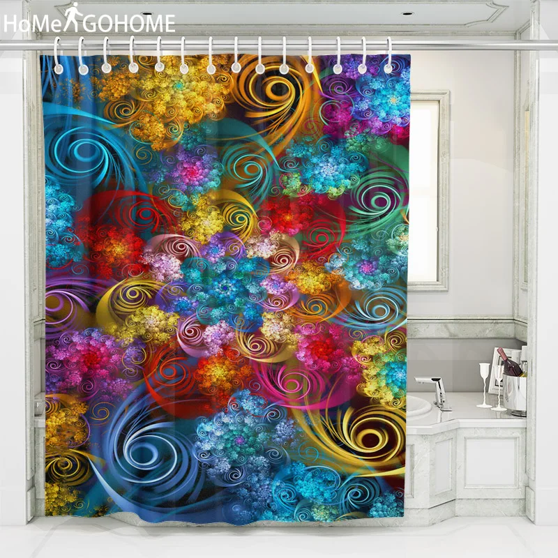 

Waterproof Polyester Bathroom Shower Curtain 3D Colorful Whirlwind Cloud Art Decoration Mandala Shower Curtain Bathroom Bathing
