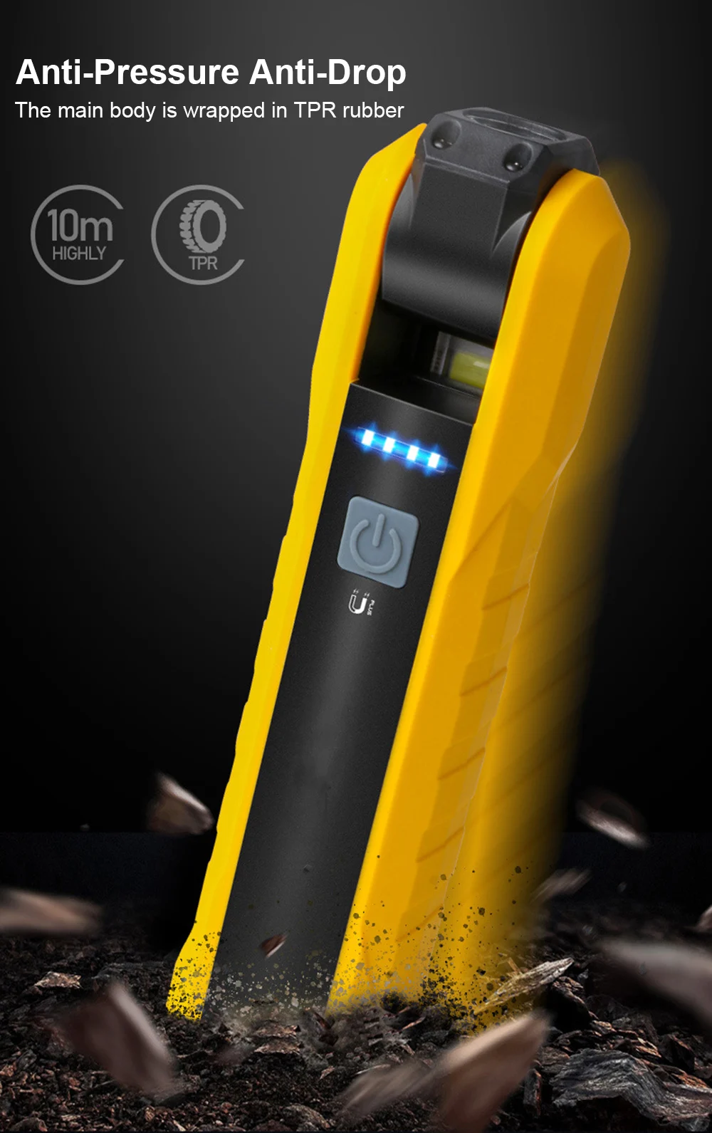 T20 Flashlight With Magnet Work Lamp Car Flashlight Multifunction Inspection Lamp Bottom With Magnet Rotatable Hook Working Lamp