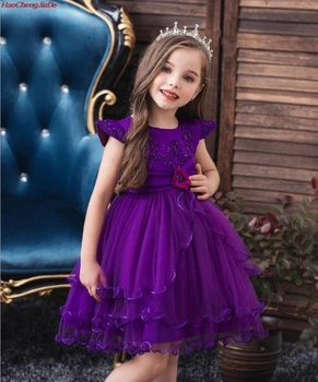 

Baby girls Clothes Fashion Blue embroidery Flower Girl Dress Wedding Party Dress 1-8 years Girls Elegant Princess Dresses