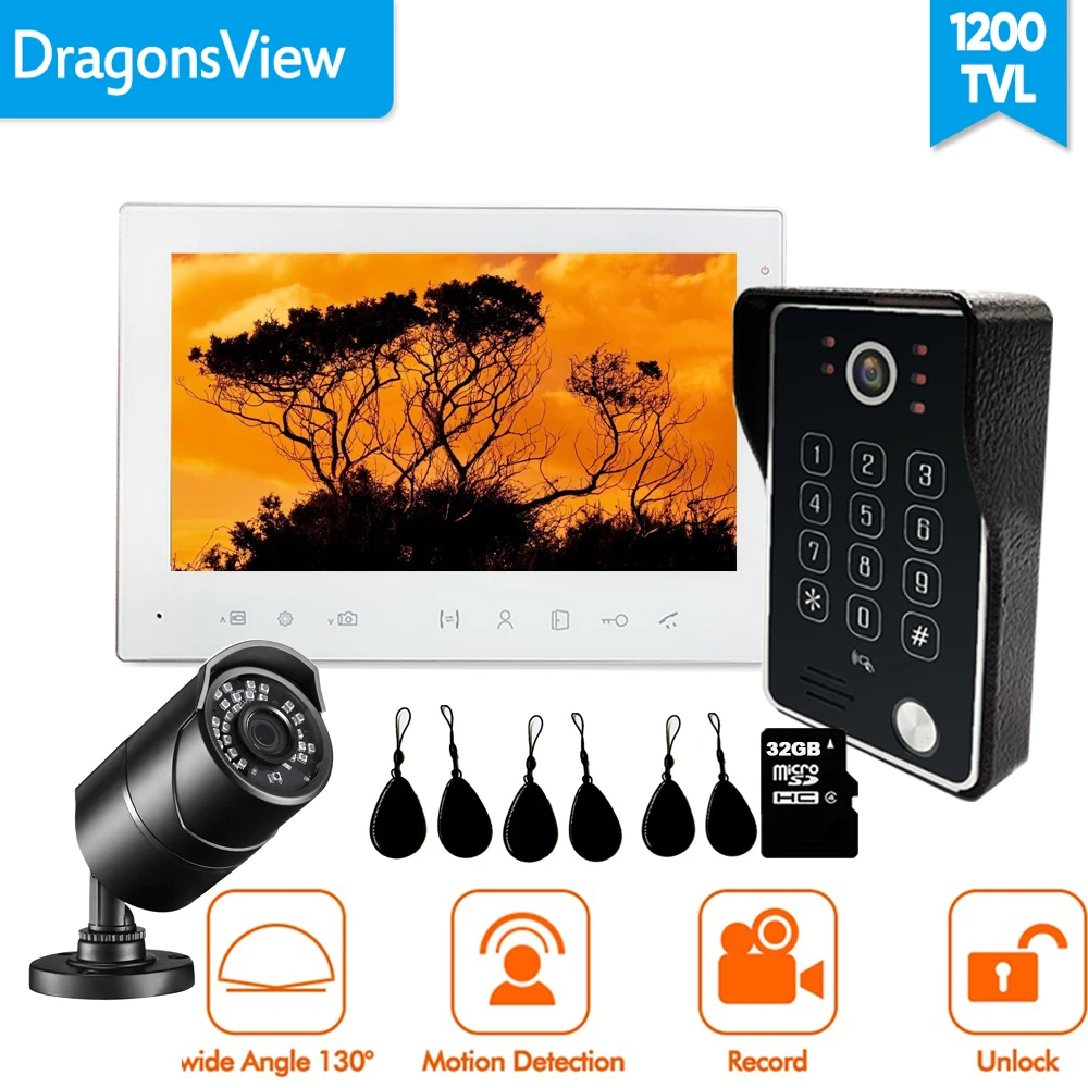 Видеодомофон Dragonsview 7 дюймов система связи с домофоном кольцевой дверной звонок