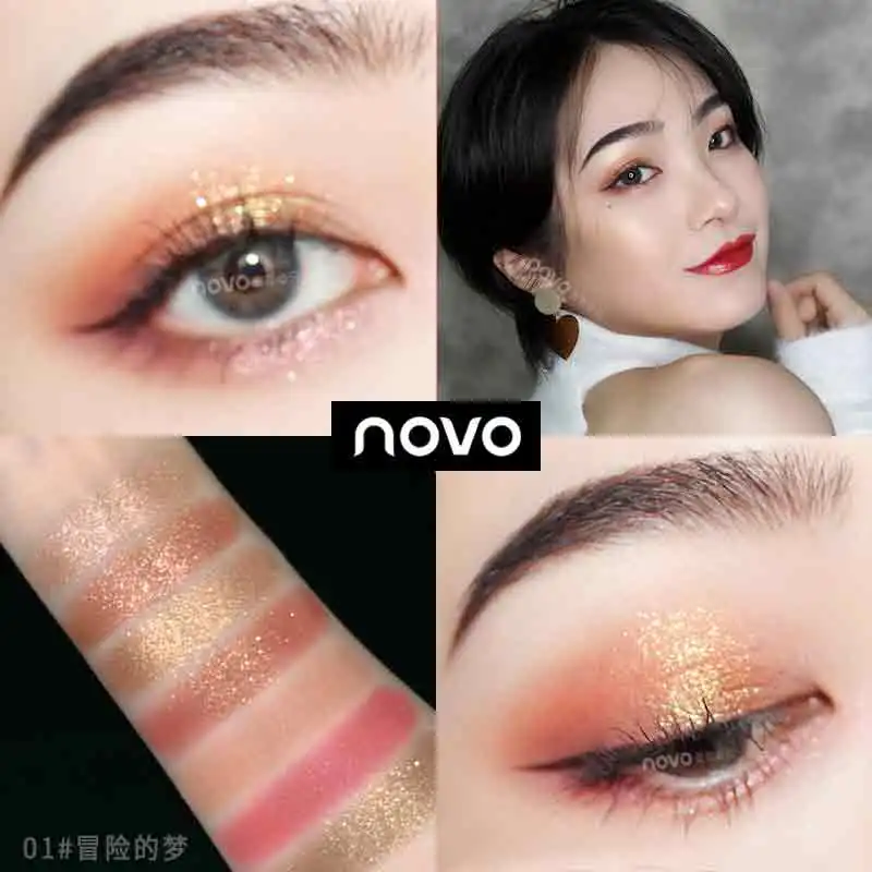 Novo shimmer Тени для век Палитра 8 цветов Быстрый шлифовальный Стиль Фиолетовый Блеск Блестки водонепроницаемый batom обнаженные тени для век BN186 - Цвет: 01
