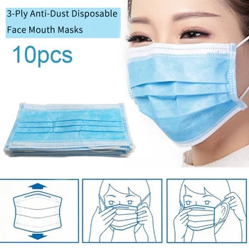 

100pcs Disposable Face Mouth Masks 3 Layer Nonwoven Dustproof Hygiene Mask Flu Breathable PM2.5 Filter Masque Anti Pollution