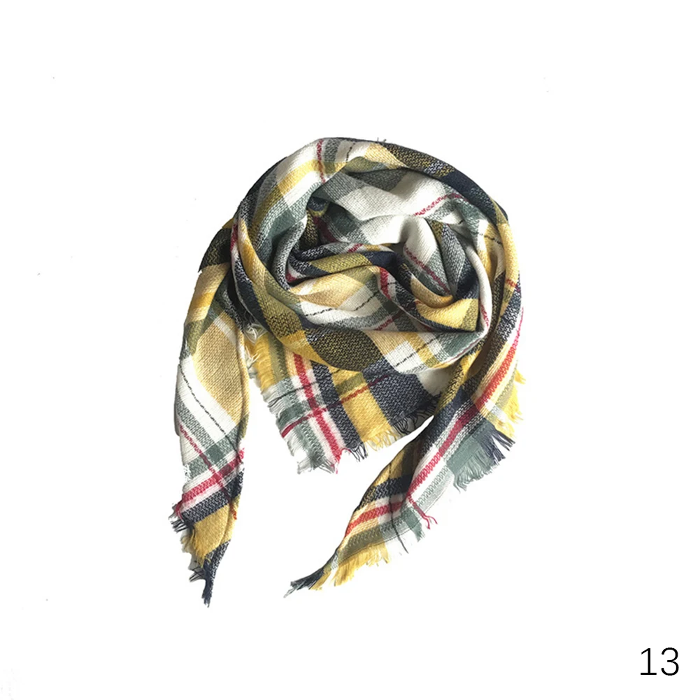 Febelle, зимний детский шарф, роскошный брендовый клетчатый теплый кашемировый шаль, детский шарф из пашмины, треугольный шарф для девочек - Цвет: 13