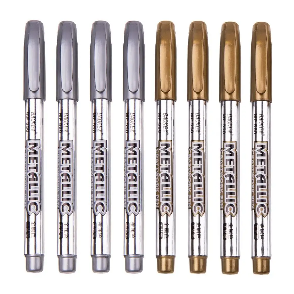 2Pcs 펜 금속 방수 영구 페인트 마커 펜 Sharpie 금색과 은색 1.5mm 학생 용품 공예품 펜 아트 페인팅