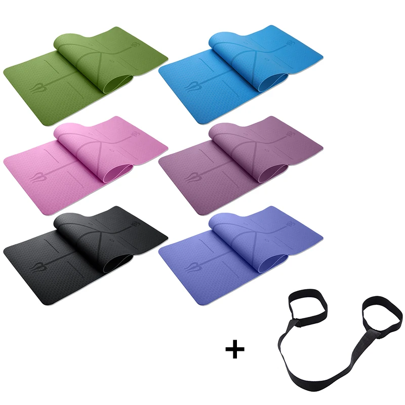 

6mm TPE Fitness Yoga Mat Tasteless Anti slip Sport Gym Pads with Position Line For Beginner Environmental Fitness Gymnastics Mat
