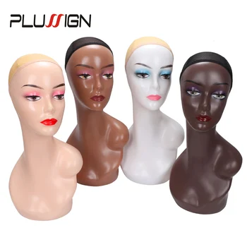 

Brown Black White 4 Color Avilabel Mannequin Head With Shoulders Pvc Mannequin Head For Wig Display Female Model For Display