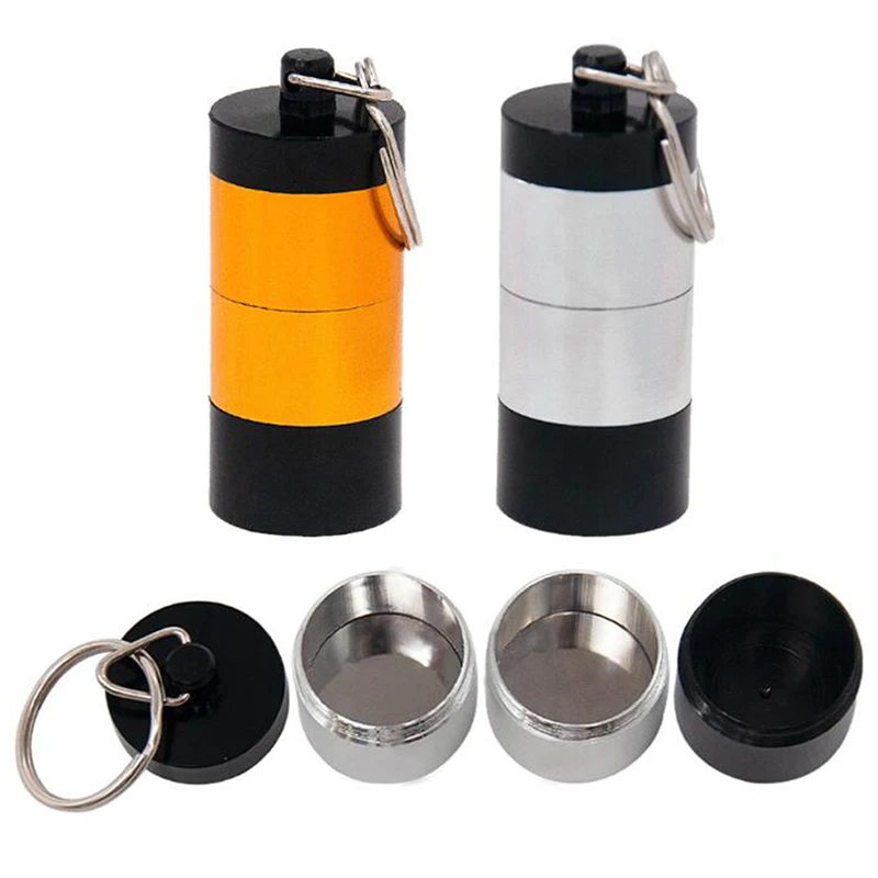 

Aluminum Pill Box 3 Separate Sections Pill Case Keychain Outdoor Pocket Pill Holder Container Medicine Box