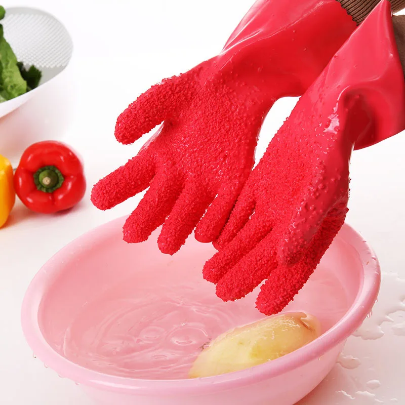 Peeled Potato Gloves Kitchen Vegetables Scraping Fish Scale Cleaning Gloves Non-slip Silicone Kitchen Tool Accessories cleaning gloves