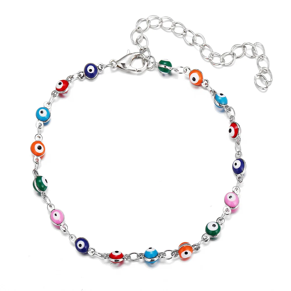 2020 Fashion Turkish Bead Eye Anklet Charm Chain Bracelet For Women Bohemian Summer beach Sandals Beach Foot Jewelry | Украшения и