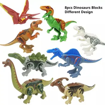 

Jurassic World Tyrannosaurs Rex Model Building Blocks Kids Toys Compatible Lepining Bricks Dinosaur for Children Gift 8pcs/lot
