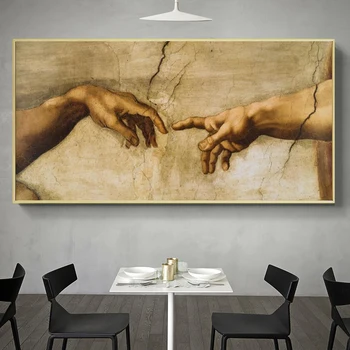 

Creation Hands of Adam Art Canvas Paintings Reproductions Classical Famous Canvas Wall Art Prints Pictures for Bed Room Decor