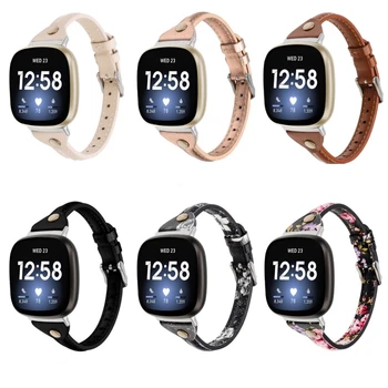 

For fitbit versa 3 smart watch T-shape leather band for fitbit versa3 Smart watch Steel Buckle strap for fitbit sense accesss