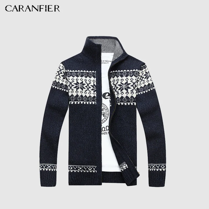 

CARANFIER Brand 2018 Knitted Cardigan Sweaters Men,slim Fit V-neck Zipper Fly Clothes Solid printing Sweater Knitwear Coats 3XL