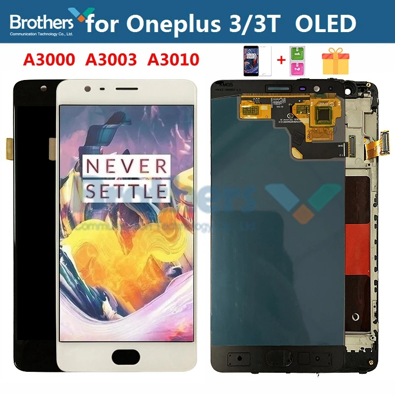 

OLED LCD Screen for Oneplus 3 3T A3000 A3010 1+3 1+3T LCD Display Touch Screen Assembly With Frame Touch Digitizer Phone Parts