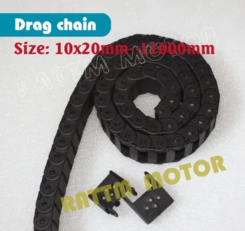

2 meters 10 x 20mm R28 Cable drag chain wire carrier with end connectors plastic towline for CNC Router Machine Tools un-open