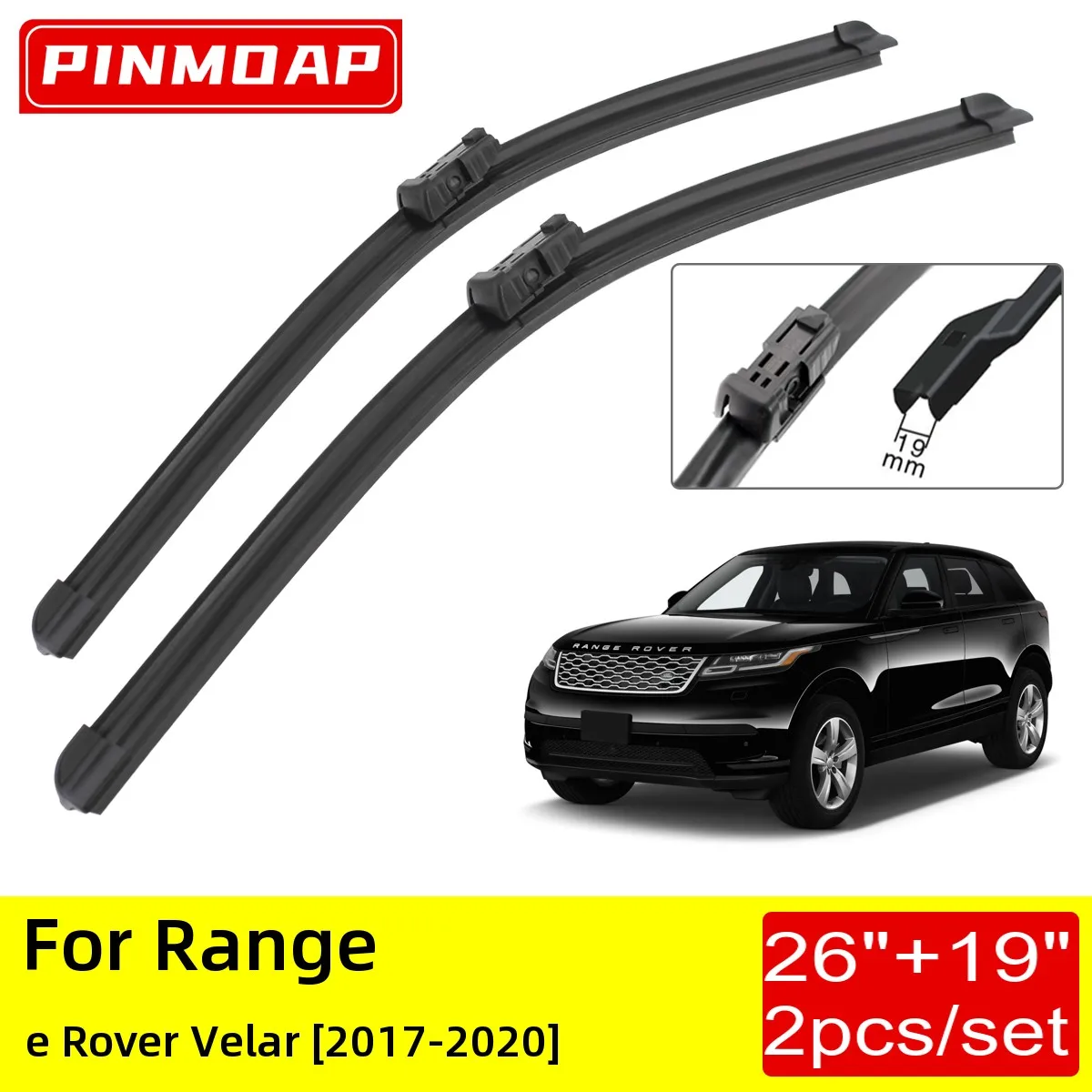 For Range E Rover Velar 2017 2018 2019 2020 Front Wiper Blades 26"+ 19