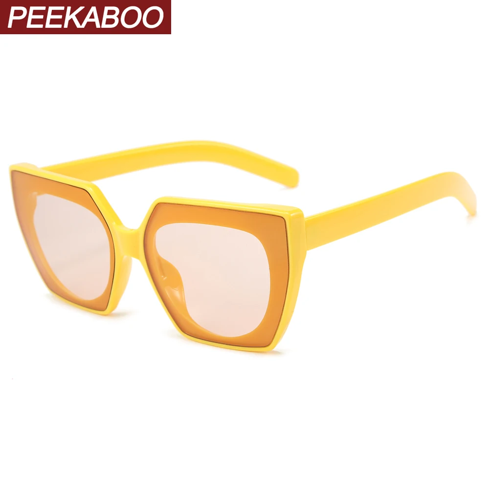Peekaboo квадратные негабаритные солнцезащитные очки для женщин Желтые Черные зеленые солнцезащитные очки для мужчин дешевые uv400 Прямая