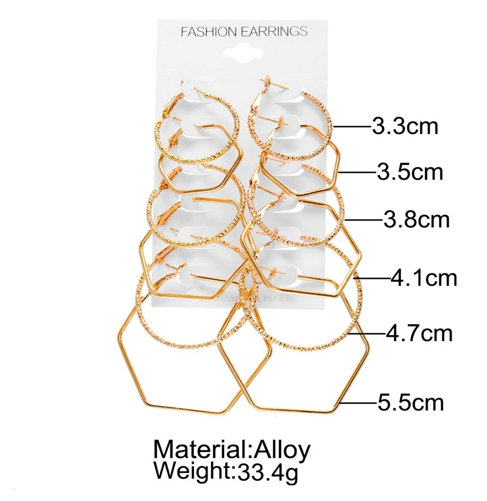 Jouval набор серег-колец, большие шестигранные круглые серьги для женщин, женская мода, ювелирные изделия для девушек, минималистичные серьги в стиле панк, Oorbellen Brincos