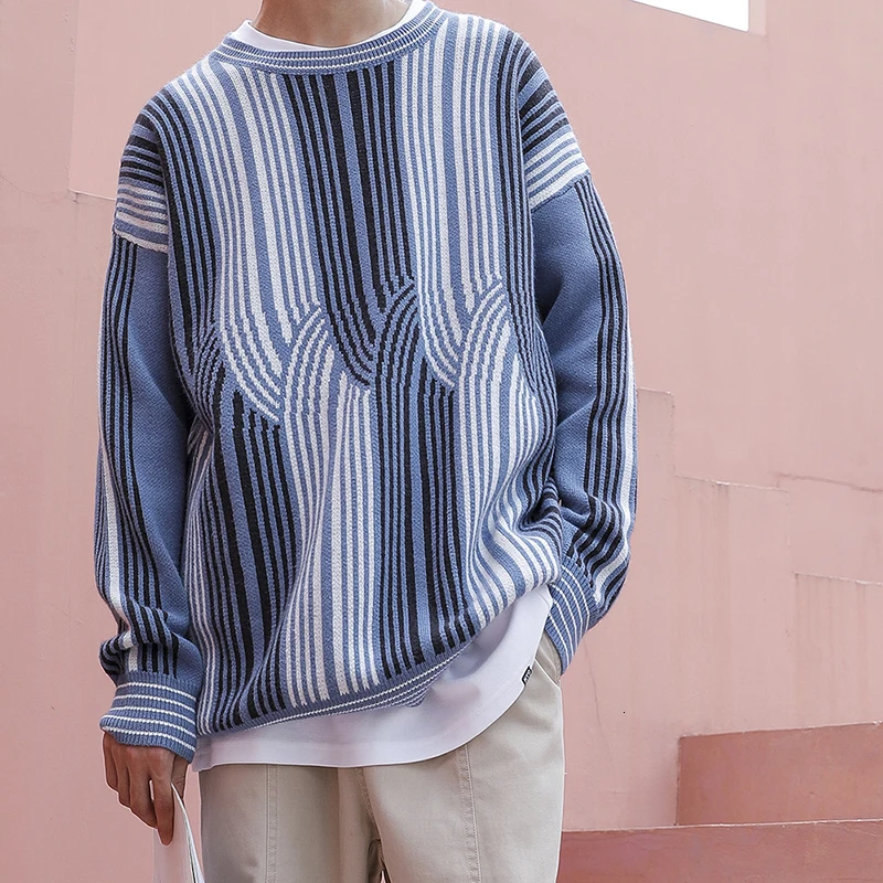 Winter Thick Sweater Men Warm Fashion Sweter Clothes Striped Casual Knit Sweaters Man Loose Long-sleeved Pullover Men M-2XL Winter Thick Sweater Men Warm Fashion Sweter Clothes Striped Casual Knit Sweaters Man Loose Long-sleeved Pullover Men M-2XL