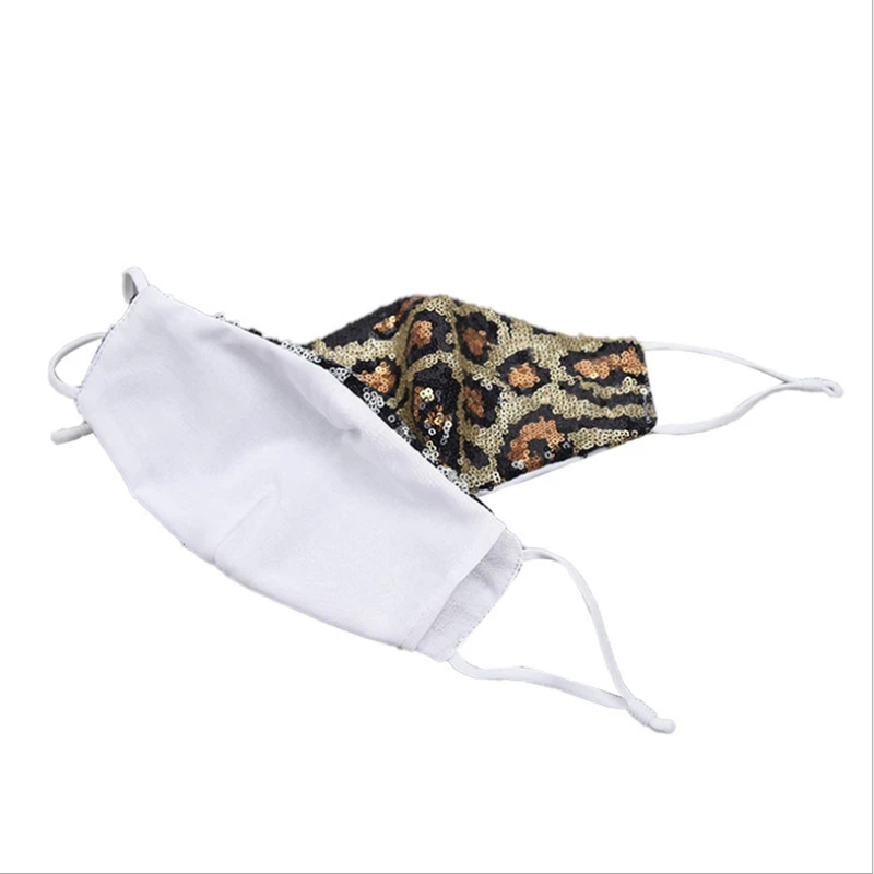 Reusable Anti Sequins Leopard Mask Mouth Breathable Pollution Face Shield Wind Proof Mouth Unisex PM2.5 Washable Masks
