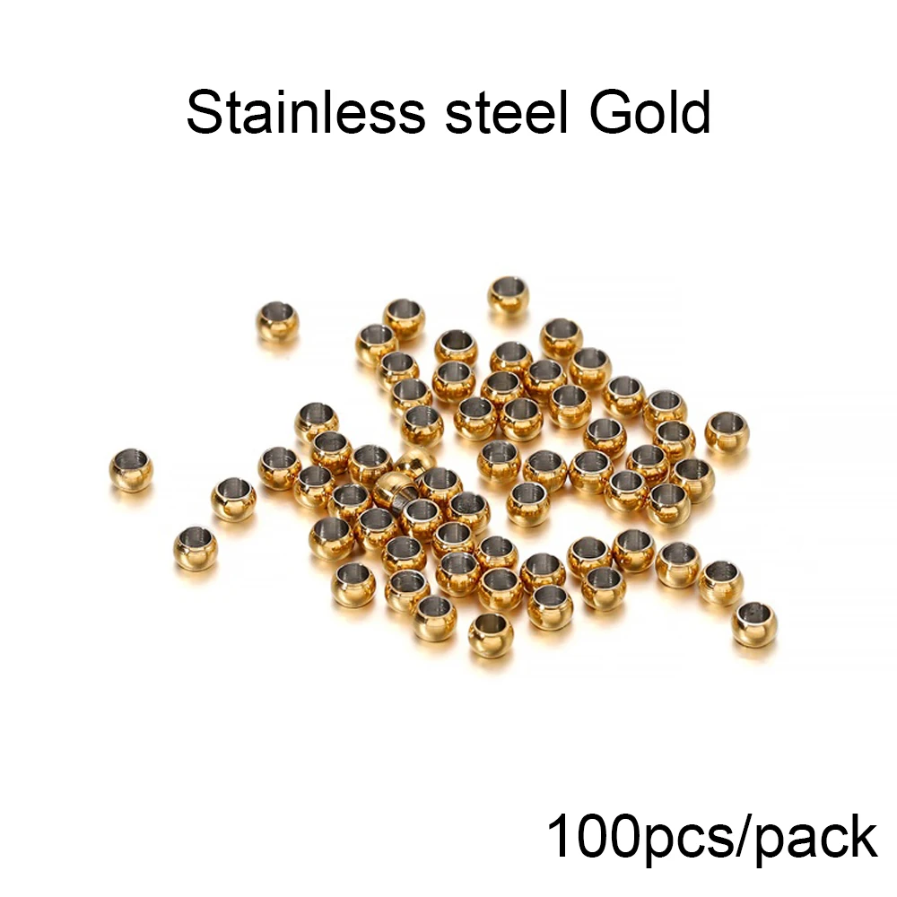 100-500pcs/lot Gold  Copper Ball Crimp End Beads Dia 2 2.5 3 mm Stopper Spacer Beads For Diy Jewelry Making Findings Supplies 