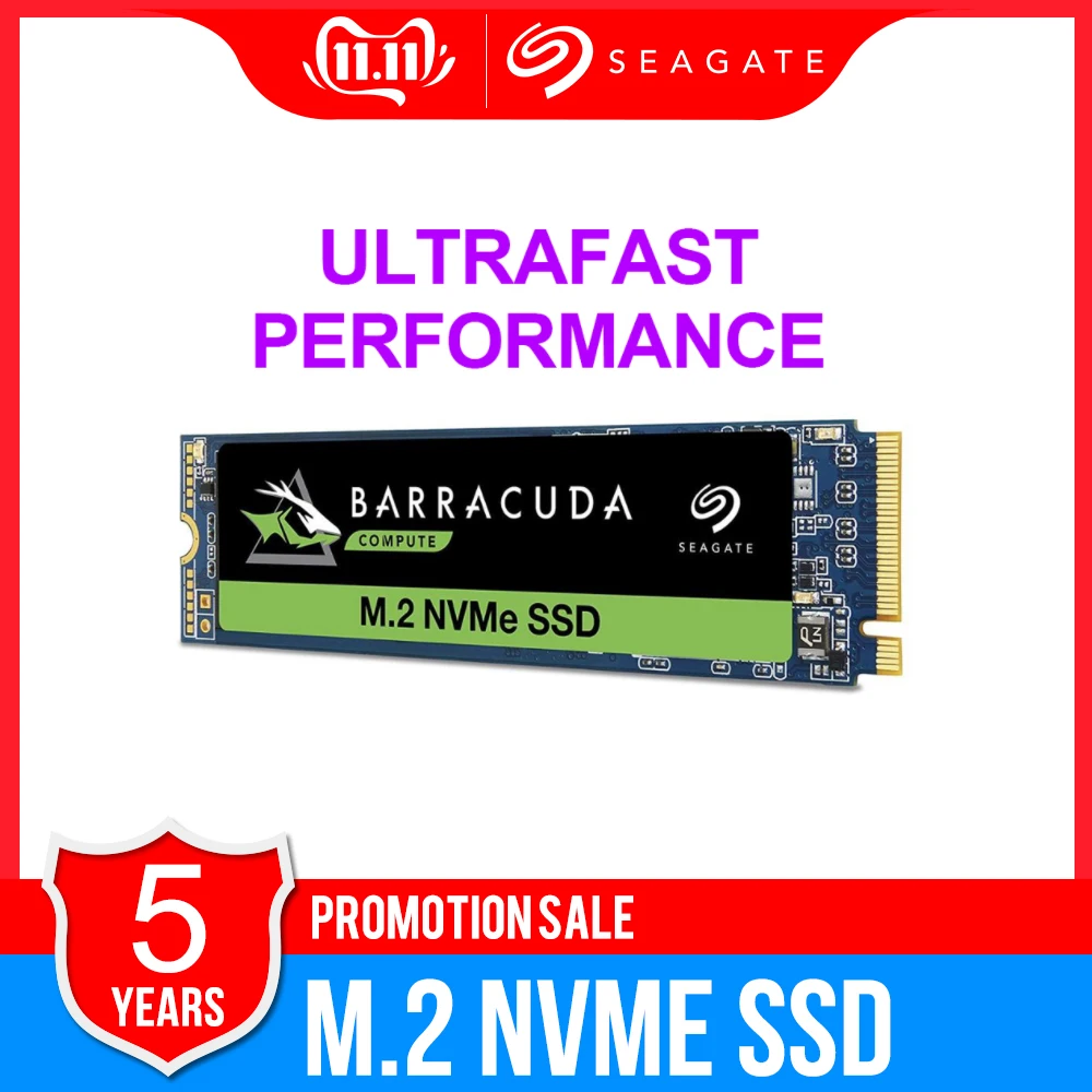 Seagate Barracuda 510 512GB 1 ТБ SSD Внутренний твердотельный накопитель-PCIe NVMe 3D TLC NAND для игровых ПК, игровых ноутбуков