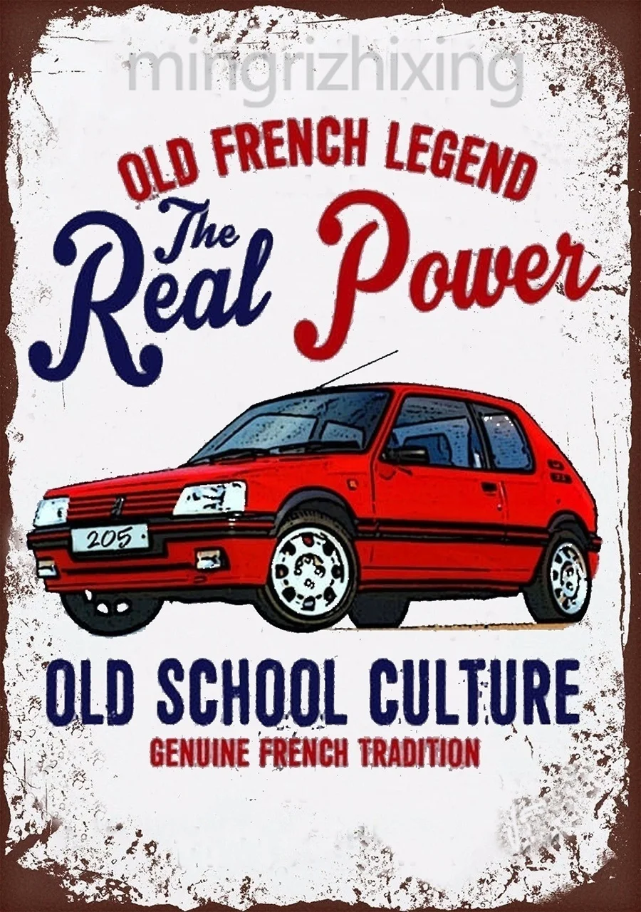Винтажный французский автомобиль Peugeot 205 Gti Жестяная Табличка металлический