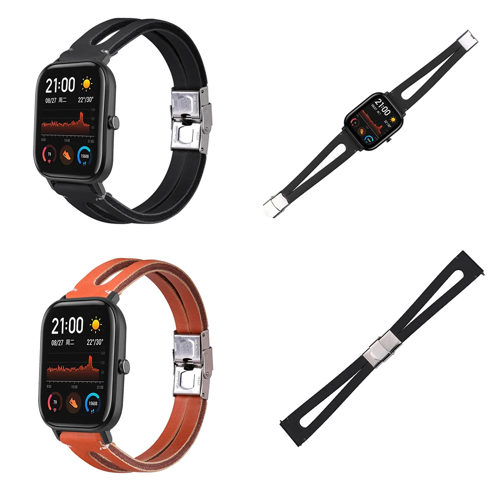 

For Amazfit GTS Bracelet 20mm DIY Concise Style Vintage Soft Leather Replacement Watch Strap For Amazfit GTS Band 20 mm
