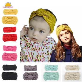 

2 Pcs/set Winter Headband Mom And Me For Kids Baby Girls Warm Knitted Ear Knotted Woolen baby Turban Hairband Hair Accessories
