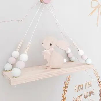 

Nordic Wall Hanging Wood Rack Rope Swing Shelves Baby Kids Room Storage Holder Decor Storage Shelf Unit Storage Hanging Ornament