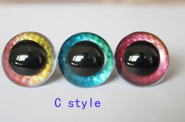 20pcs--L12---13mm--50mm clear round toy animal safety eyes  + glitter fabric + hard  washer for  diy plush doll --style option 3