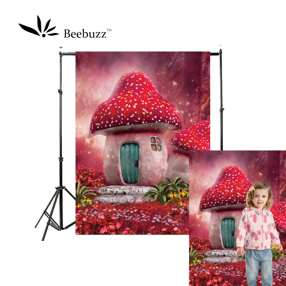 

Beebuzz photo backdrop photo backgroung for children dream mushroom house in fairy tale jungle photophone