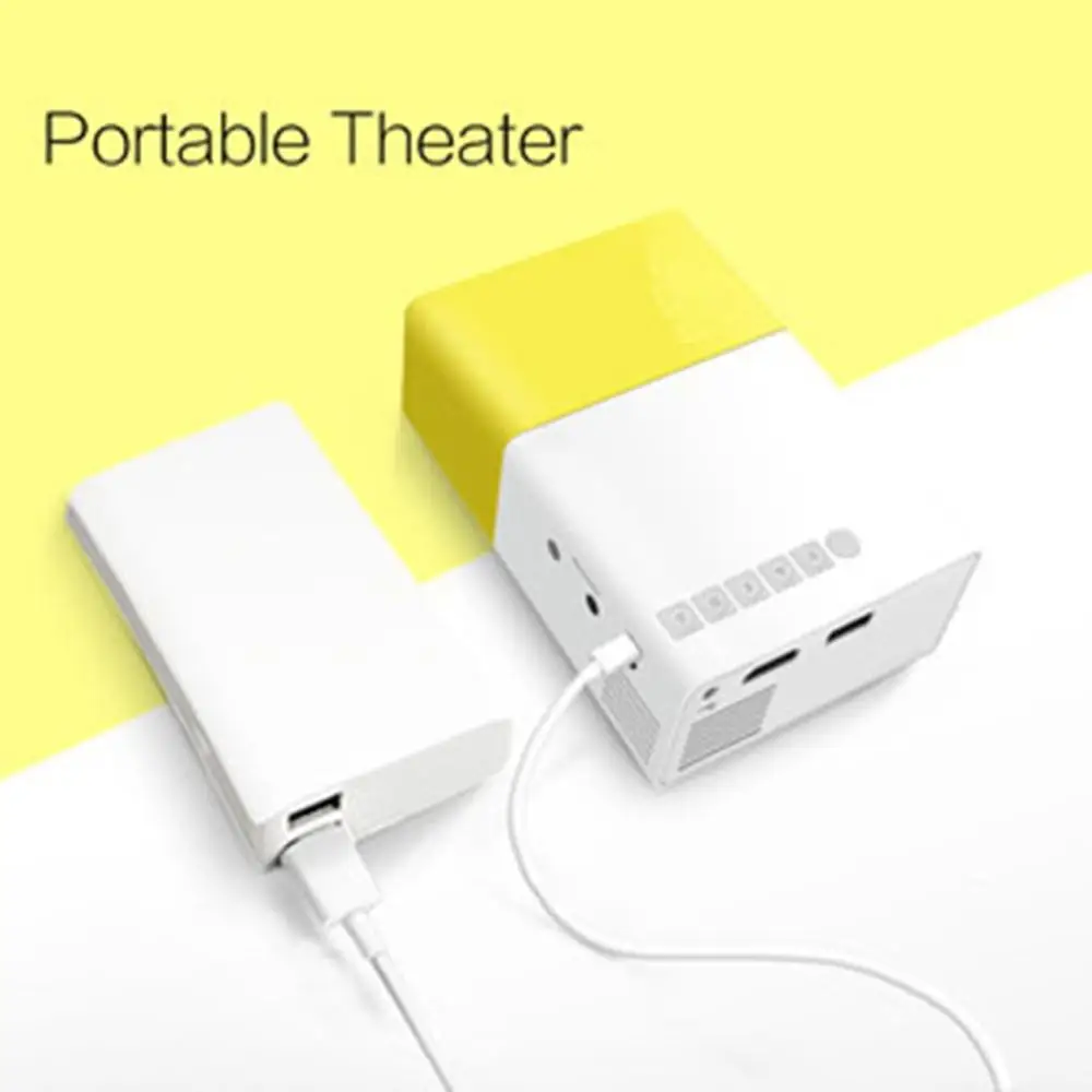 Yg300 светодиодный мини-проектор Аудио Hdmi Usb 3D пикопроектор домашний медиа плеер ЖК-видеопроектор детский подарок желтый белый