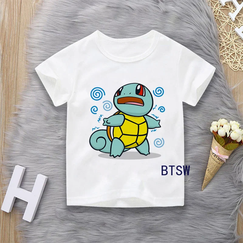 Kawaii/белая футболка для мальчиков с круглым вырезом и короткими рукавами рисунком