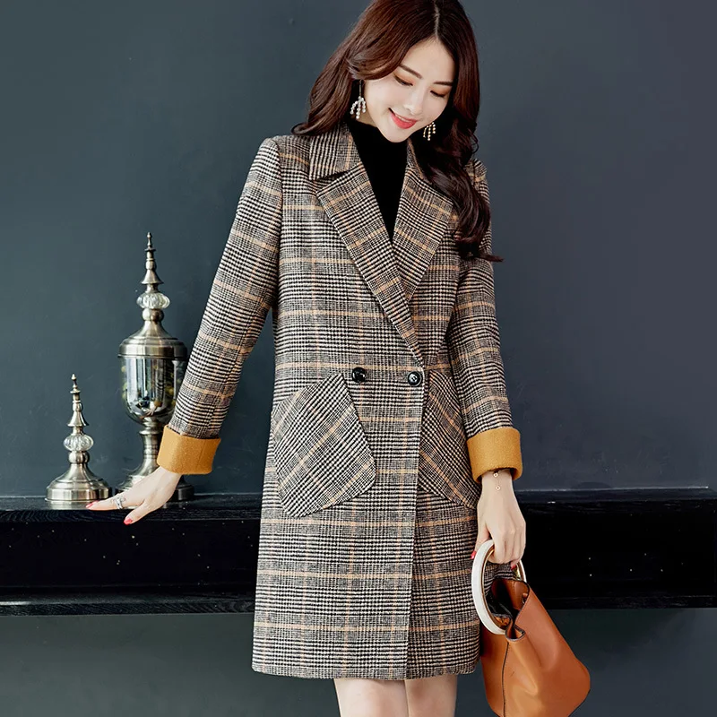 New-Women-Plaid-Wool-Coat-Autumn-Winter-Leisure-Long-Female-Jackets-Warm-Fashion-Blends-Plus-Size (1)
