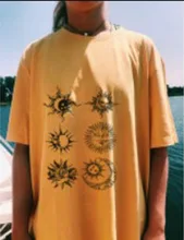 

Harajuku Vintage Aesthetic Grunge Oversize Tee Hipsters Gothic Clothing New Women's Fashion Solar Eclipse Sun And Moon T-Shirt