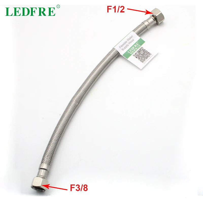 LEDFRE F1/2 * F3/8 304 Нержавеющая сталь Плетеный разъем раковины кран подачи воды линия