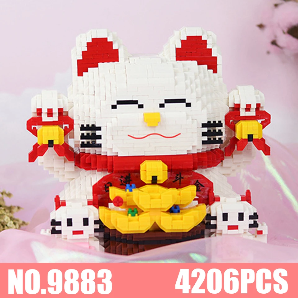 

Cute Animal Lucky Fortune Cat Piggy Bank Money Box Building Blocks Model Animal Pet Cat Bricks Toys for boys Christmas Gifts