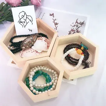 

Natural Wood Glass Top Jewelry Display Case Accessories Storage Box（3PCS）