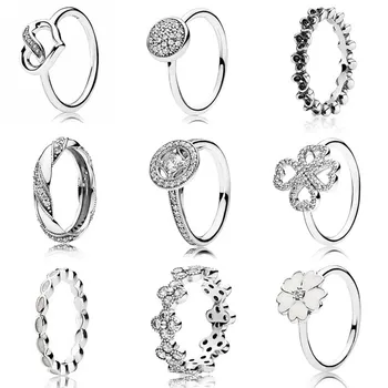 

Pave Petals of Love Heart Oriental Blossom Primrose Stackable With Crystal Ring 925 Sterling Silver DIY Europe Jewelry