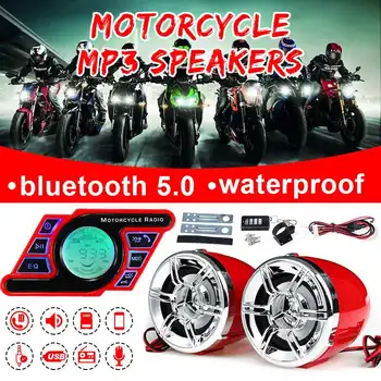 

Motorcycle bluetooth 5.0 Audio+controller Waterproof Anti-theft Alarm System Stereo Sound Speaker FM MP3 Player Music Amplifier