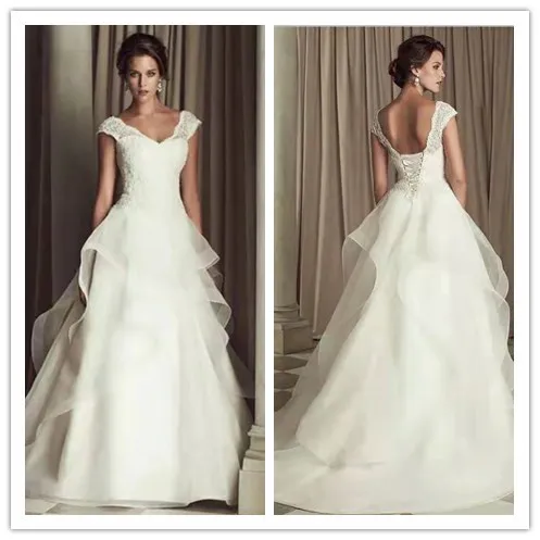 

2020 New Best Selling Dresses Sexy A-Line V-neck Backless Floor-Length Lace Wedding Dress