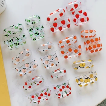 

For Airpods Pro Clear Soft TPU Case for Apple Airpods 1 2 3 Summer Fruit Strawberry Peach Avocado Cherry Wireless Earphone Cover